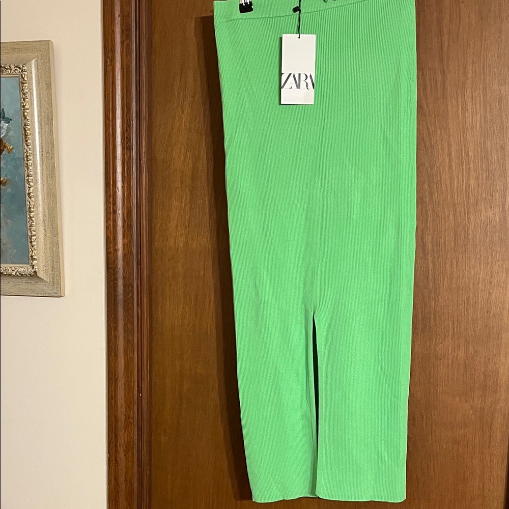 Zara Lime Green Ribbed Skirt